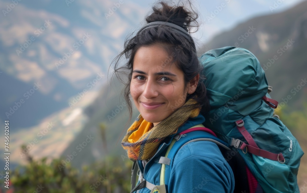 Woman Hiking With Backpack