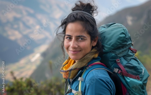 Woman Hiking With Backpack