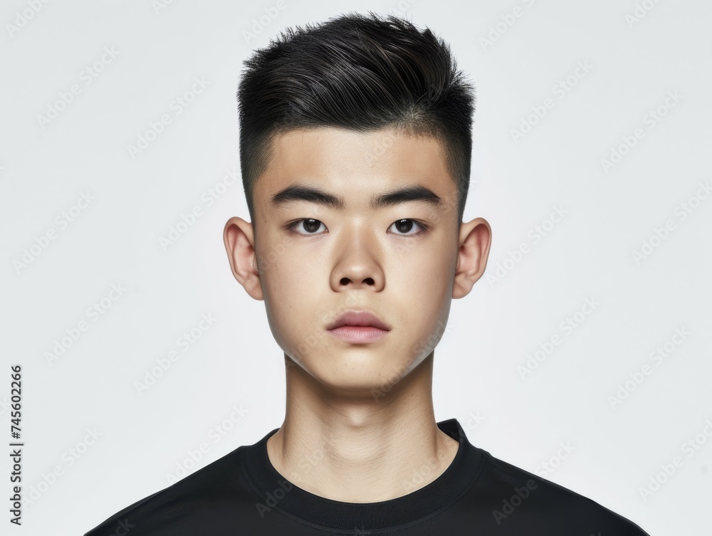 Young Man Wearing Black Shirt and Black T-Shirt