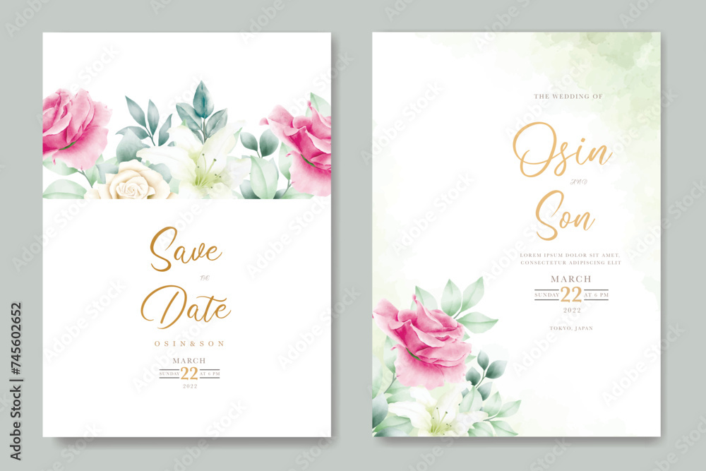 beautiful floral rose wedding card design