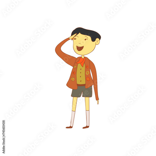 set of children's scout day poses cartoon