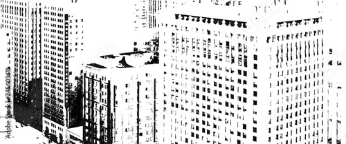 Vector white and black building view city.