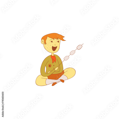 set of children's scout day poses cartoon