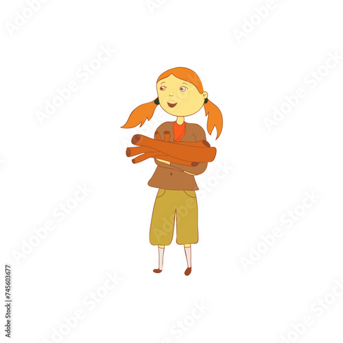 set of children's scout day poses cartoon