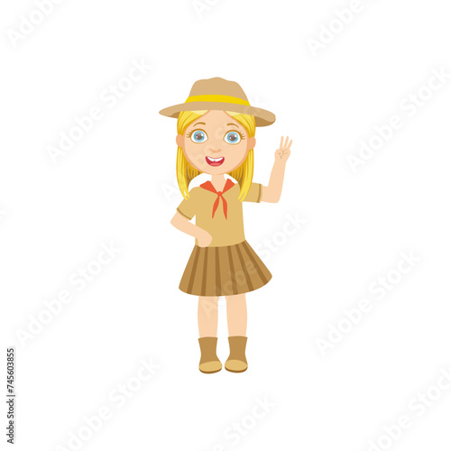 set of children's scout day poses cartoon
