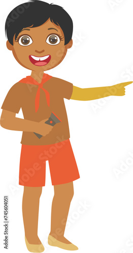 set of children's scout day poses cartoon
