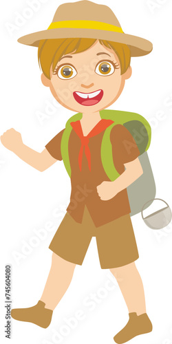 set of children's scout day poses cartoon