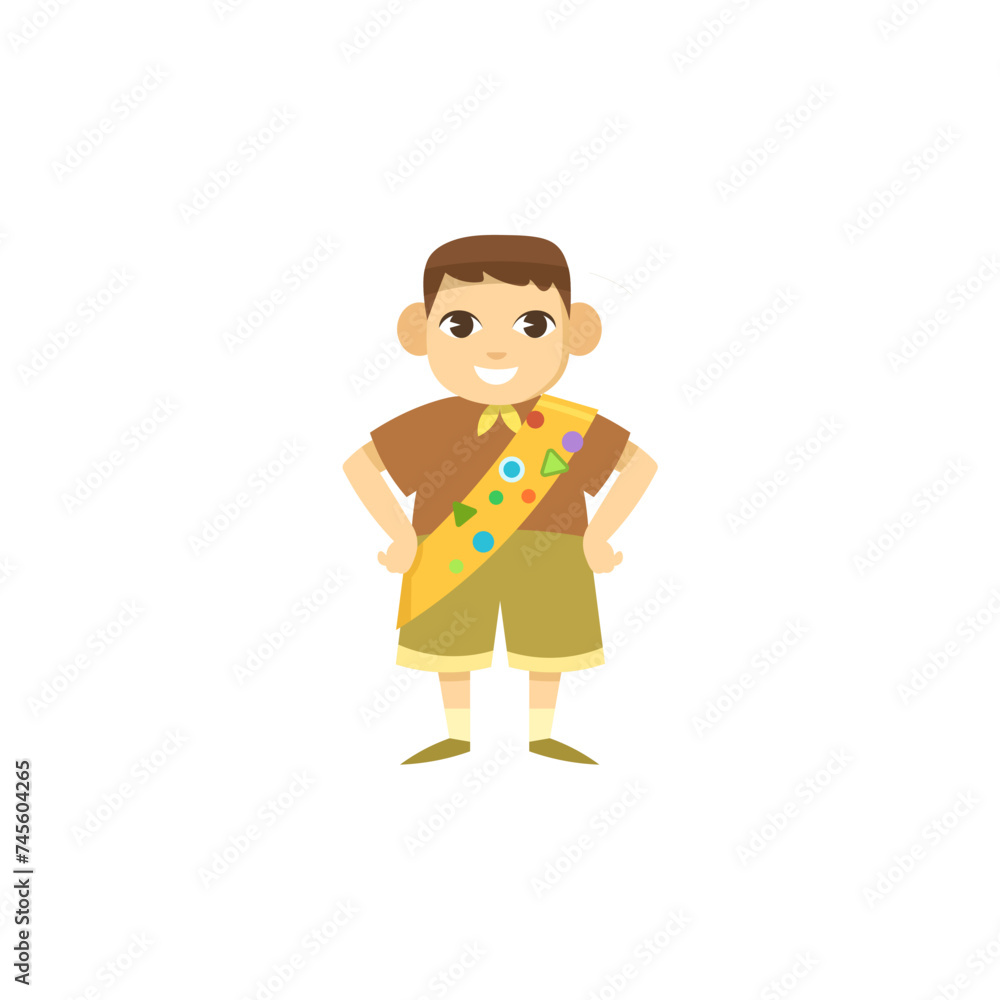 set of children's scout day poses cartoon