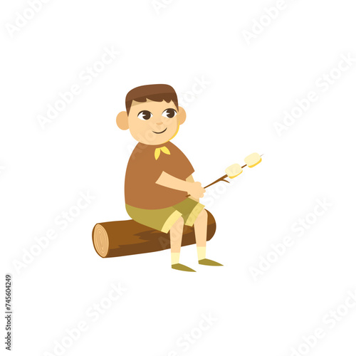 set of children's scout day poses cartoon