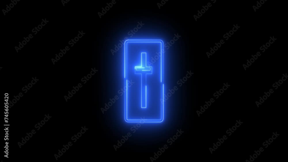 Neon glowing blue slider icon animation in black background Neon glowing blue slider icon animation in black background