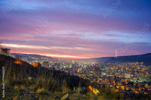 Morning cityscape of Tbilisi city. Georgia 2024 winter © Microscope