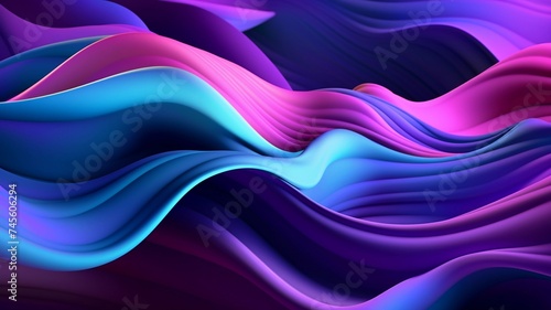 Abstract 3D Render. Soft wave Background design with dark blue and purple colors. Modern Abstract Wave Background