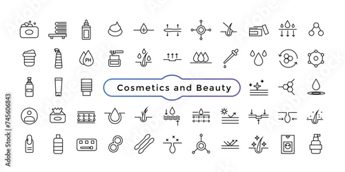 Cosmetics and beauty icons set. Set of decorative cosmetics skin and face care vector icons collection.