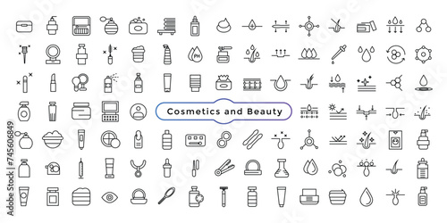 Cosmetics and beauty icons set. Set of decorative cosmetics skin and face care vector icons collection.