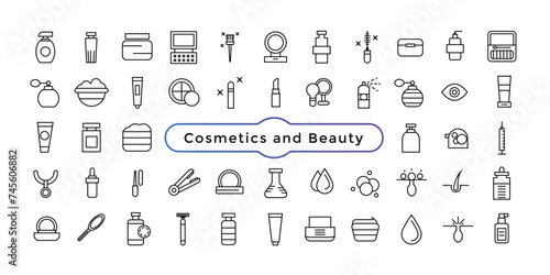 Cosmetics and beauty icons set. Set of decorative cosmetics skin and face care vector icons collection.