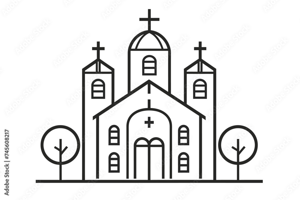 An icon of a church outline vector