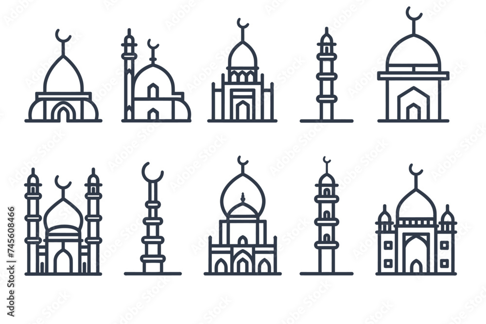 An icon of a mosque outline vector