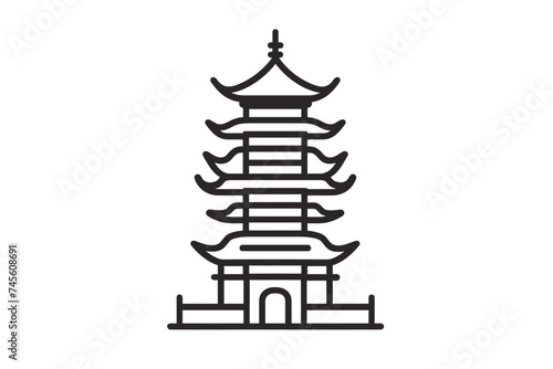 An icon of a pagoda outline vector