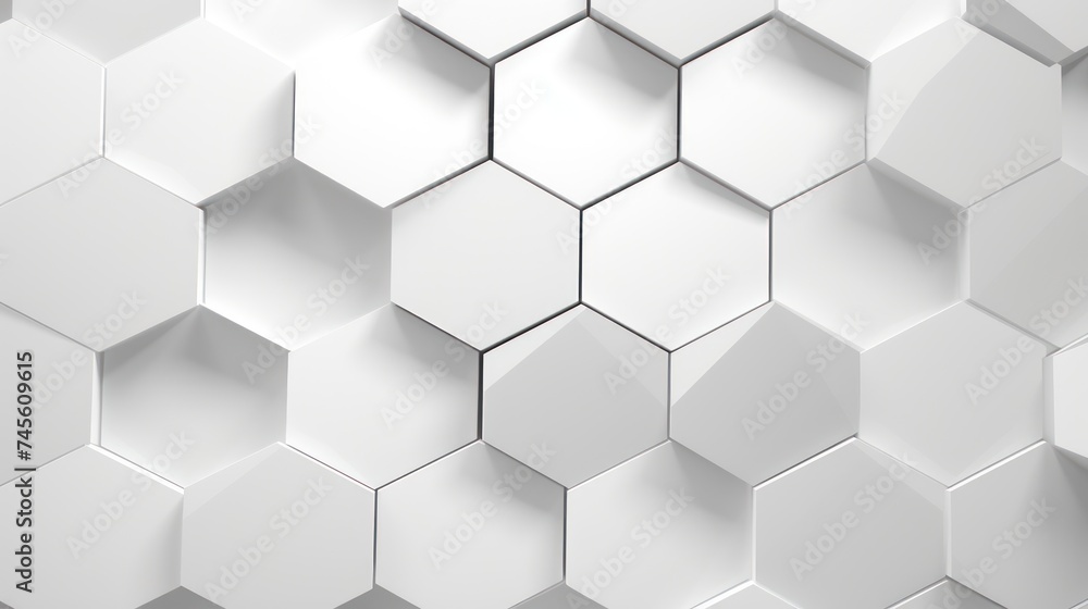 Naklejka premium Abstract 3D white background with hexagons, embossed hexagon design.
