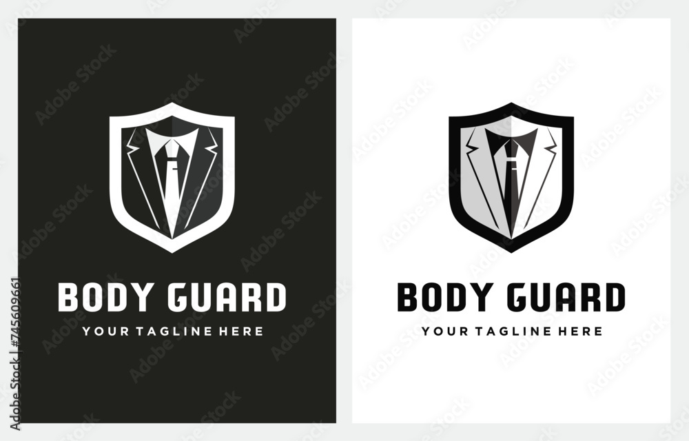 Suit and Shield Tie for Security Bodyguard logo design inspiration Suit and Shield Tie for Security Bodyguard logo design inspiration