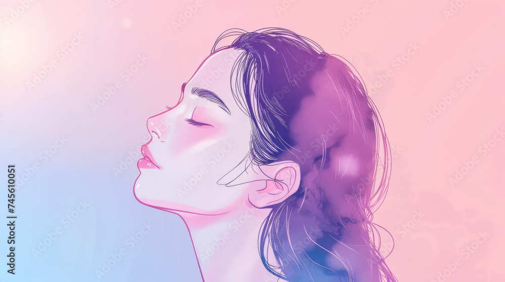 Stylized illustration of a woman in vivid colors Stylized illustration of a woman in vivid colors