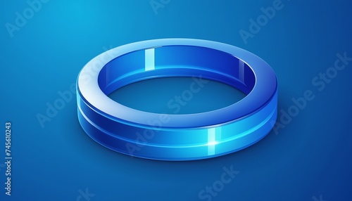 Modern Flat Style Vector Design: Blue Shiny Plastic Rings