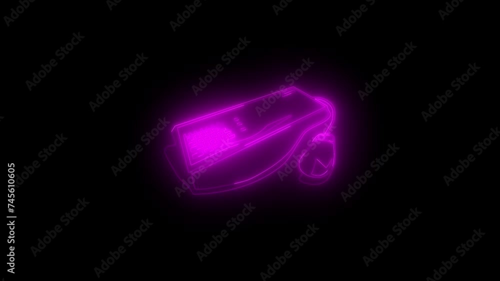 Neon glowing pink Input device icon animation in black background Neon glowing pink Input device icon animation in black background