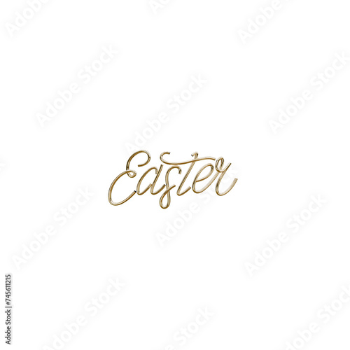 Easter 3d golden lettering inscription. 3d render