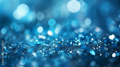 blue glitter bokeh background. Shiny Blue Glitter In Abstract Defocused Background