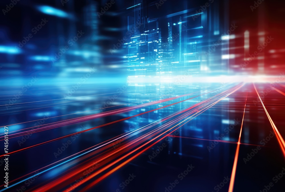 Futuristic Cityscape with High-Speed Light Trails Futuristic Cityscape with High-Speed Light Trails