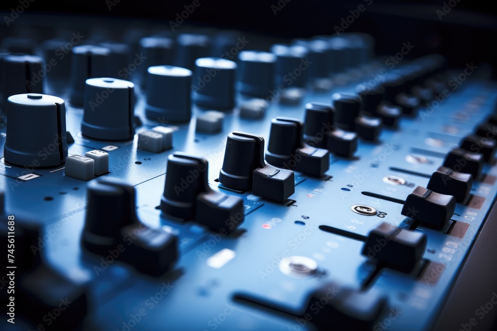 Close-Up View of Sound Mixer Control Panel Close-Up View of Sound Mixer Control Panel