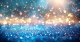 Christmas Sparkle - Blue and Golden Glitter in Shiny Defocused Ambiance. Made with Generative AI Technology