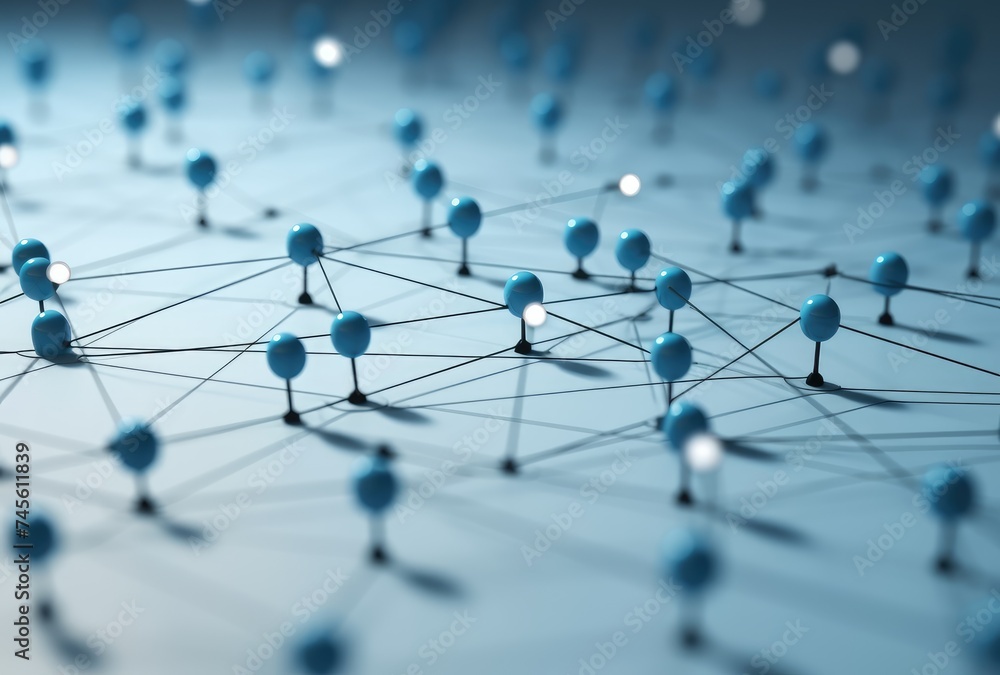 Abstract Blue Network Connections Concept Art Abstract Blue Network Connections Concept Art