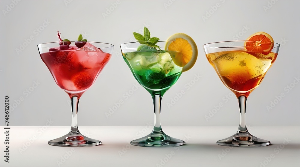 Summer cocktails on a transparent background. Generative AI Summer cocktails on a transparent background. Generative AI