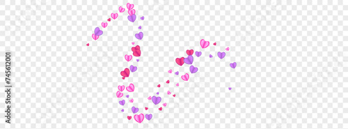 Pink Heart Background Transparent Vector. Honeymoon Pattern Confetti. Tender Abstract Backdrop. Fond Confetti Random Frame. Violet Amour Illustration.