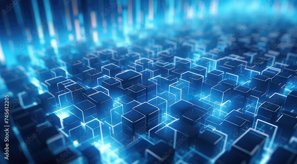 Futuristic Blockchain Technology Network on Blue Futuristic Blockchain Technology Network on Blue