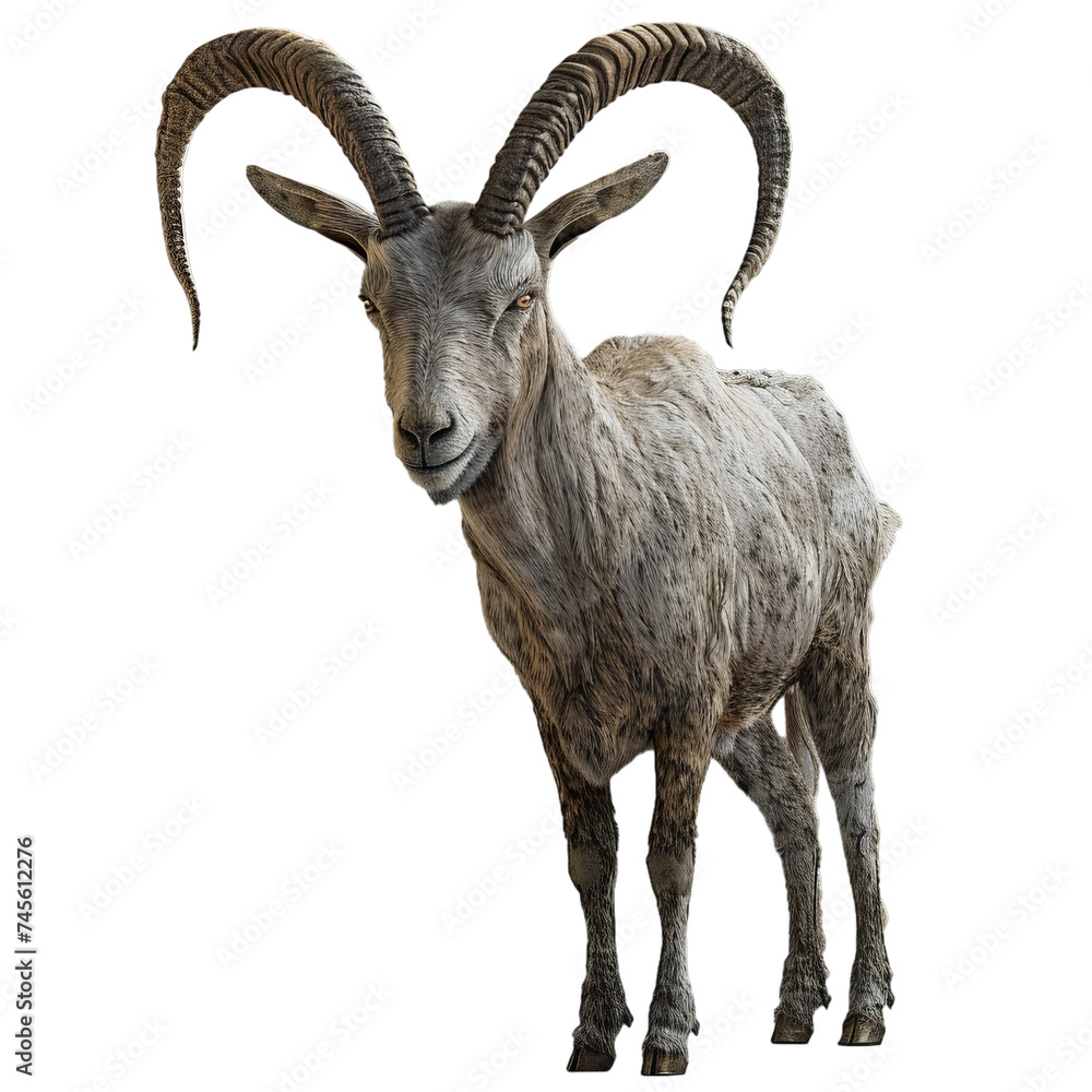 ibex goat isolated on transparent background, png