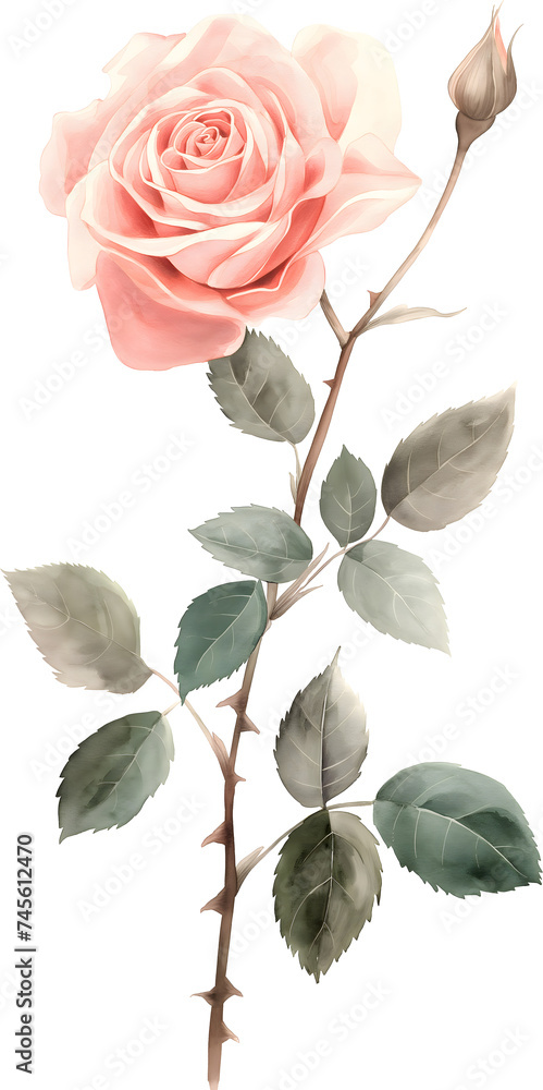 Fototapeta premium Orange rose watercolor flower isolated background