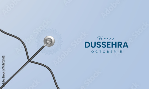 Happy Dussehra festival. Creative social media ads, 3D illustration. photo