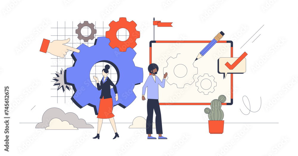 Change management and new solution for process retro tiny person concept, transparent background. Alternative performance planning for effective and productive work illustration. Change management and new solution for process retro tiny person concept, transparent background. Alternative performance planning for effective and productive work illustration.