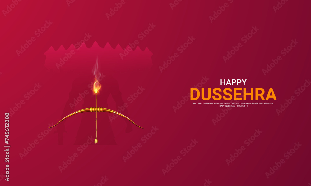 Happy Dussehra festival. Creative social media ads, 3D illustration.