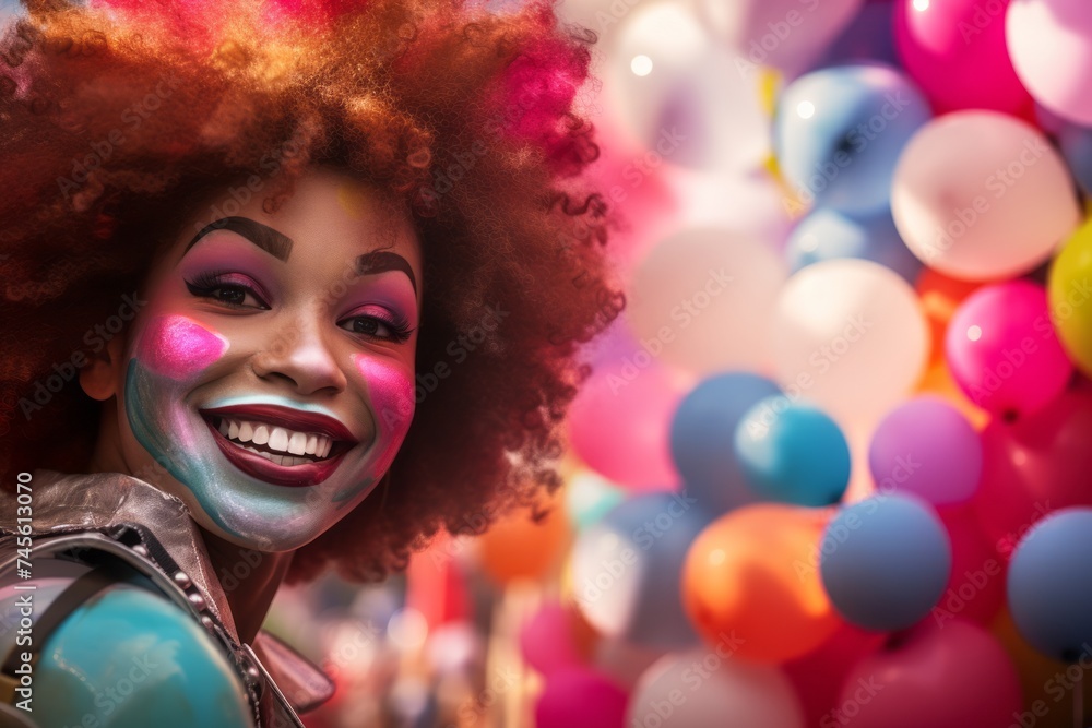 Smiling, cheerful clown woman Smiling, cheerful clown woman