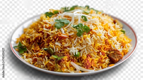 Biryani Indian Dish On White Plate - Isolated