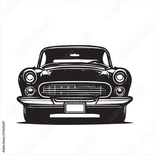 silhouettes of classic cars isolated on white background
