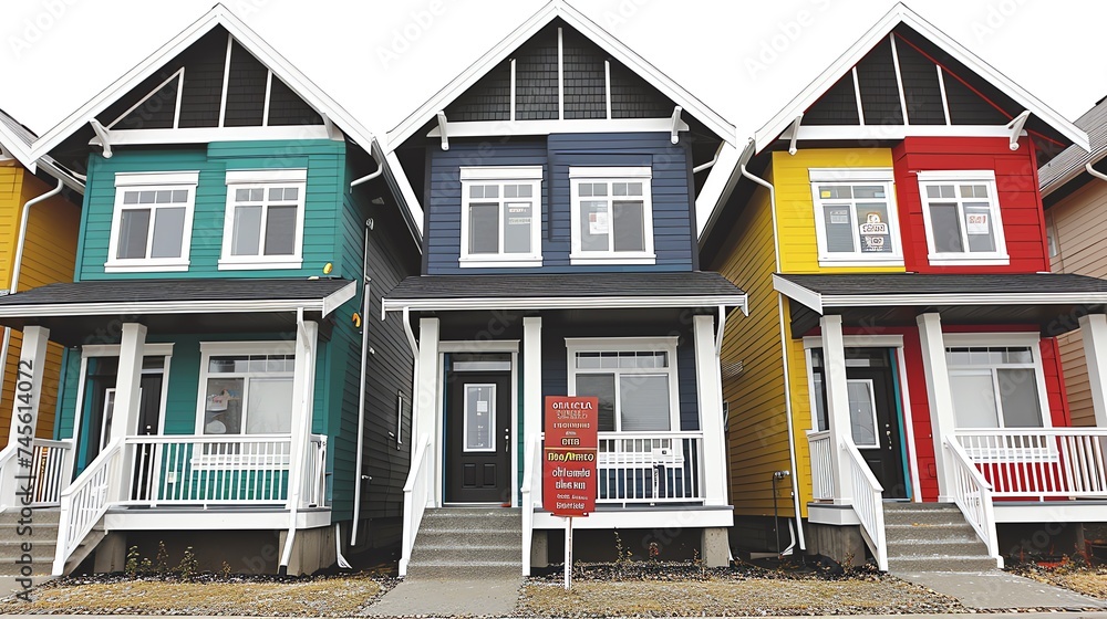 Colorful Row of Suburban Homes Colorful Row of Suburban Homes