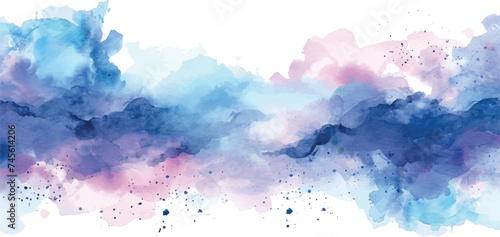 watercolor abstract isolated background azure and navy colors photo