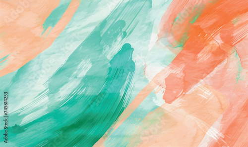 watercolor abstract isolated background Mint, peach, and turquoise colors