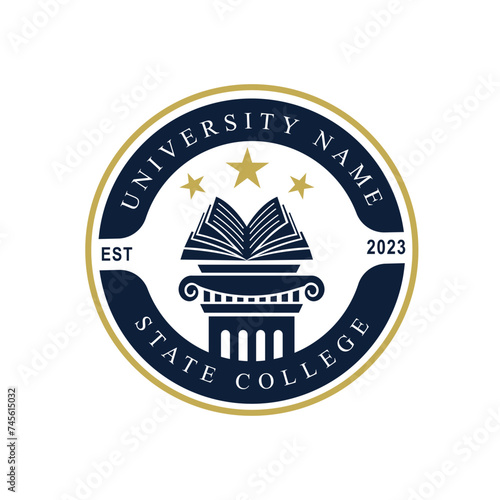 University college school badge logo design vector image