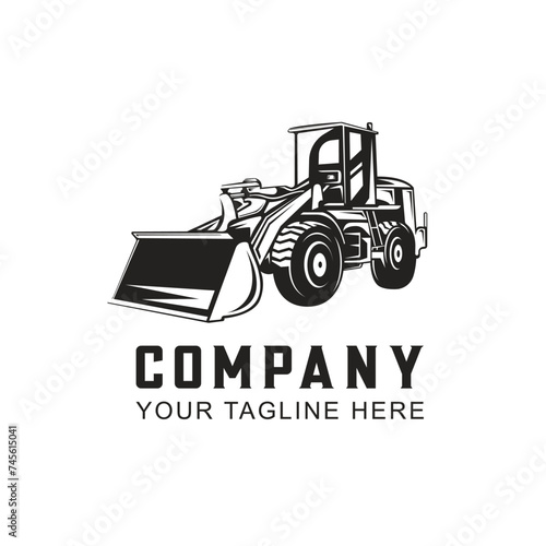 Bulldozer logo designs concept vector illustration, icon for housing development, building repair, construction and procurement of heavy equipment