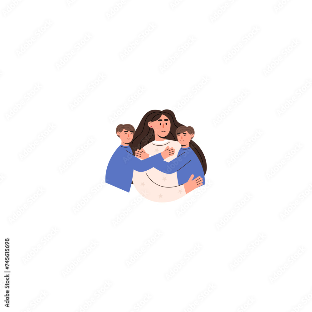 pose of person hugging mother family